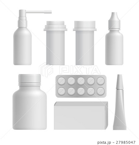 Realistic medical bottle mock up set 27985047