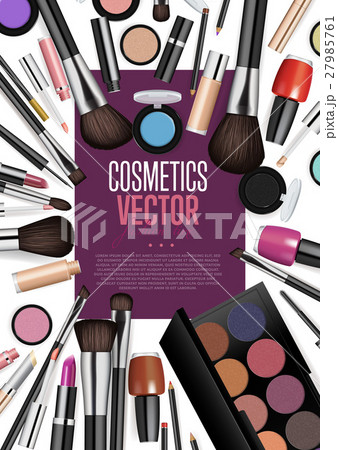 Cosmetic Products Assortment Realism Vector Banner Cosmetic Products Assortment Realism Vector Banner 27985761