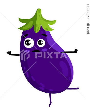 Funny Vegetable Eggplant Cartoon Characterのイラスト素材