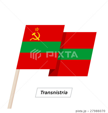 Transnistria Ribbon Waving Flag Isolated on White