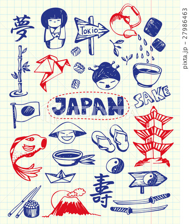 Japan Symbols Pen Drawn Doodle Vector Collection Japan Symbols Pen Drawn Doodle Vector Collection 27986463