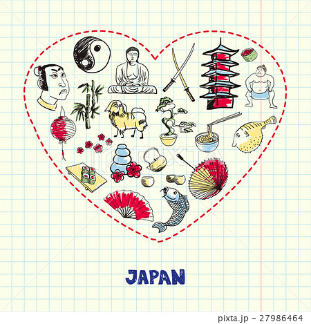 Japan Symbols Pen Drawn Doodles Vector Collection Japan Symbols Pen Drawn Doodles Vector Collection 27986464