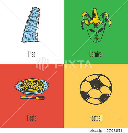 Italian National Symbols Vector Icons Set Italian National Symbols Vector Icons Set 27986514
