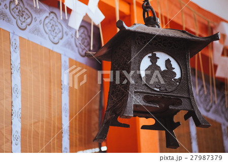 Japanese style lantern in temple. Japanese style lantern in temple. 27987379