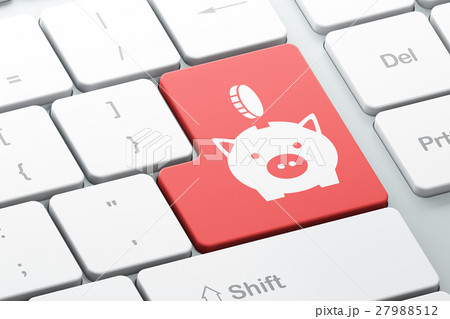 Currency concept: Money Box With Coin on computer 27988512