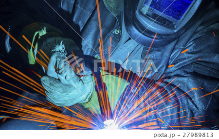 Industrial steel welder in factory technical, 27989813
