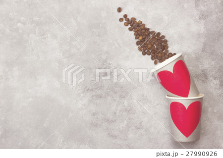 Concept love to coffee. Gray paper cups for drinks 27990926