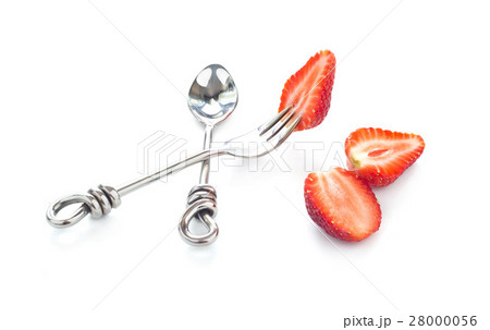 spoon and fork Stainless steel with strawberries 28000056