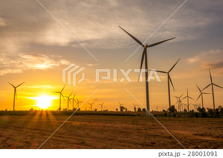 Huay Bong Wind Farm Thailand on sunset 28001091