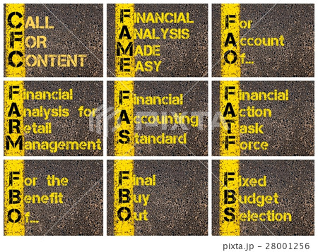 Photo collage of business acronyms Photo collage of business acronyms 28001256