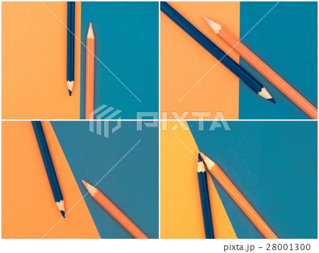 Orange and Dark Blue coloured pencils and paper Orange and Dark Blue coloured pencils and paper 28001300