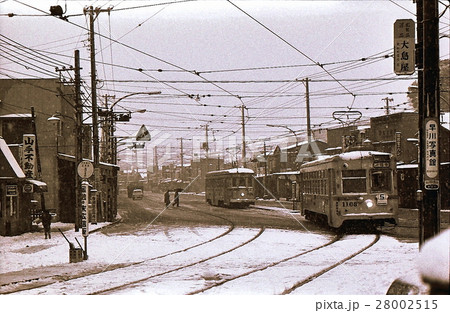 昭和44年　雪の横浜市電　麦田　元町　横浜　 28002515