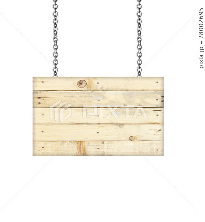 Wooden sign hanging on a chain isolated on white Wooden sign hanging on a chain isolated on white 28002695