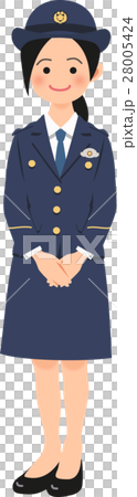 A female police officer standing straight A female police officer standing straight 28005424