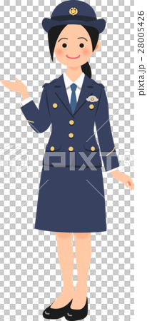 案内する女性警察官のイラスト素材