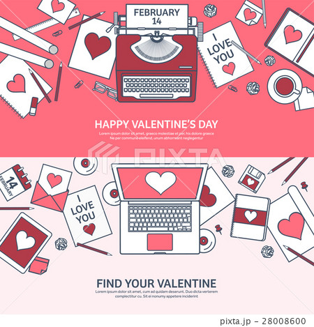 Love and heart. Lined vector illustration. Flat 28008600