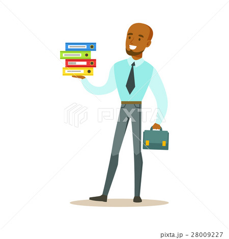 Man With Suitcase Holding Pile Of Folders, Part Of 28009227