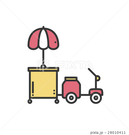 Street food retail thin line icon. Tricycle trade Street food retail thin line icon. Tricycle trade 28010411