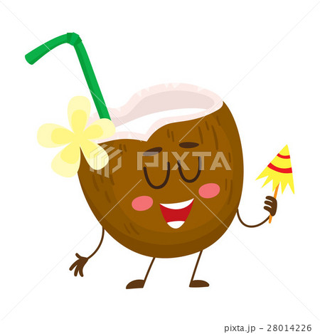 Exotic cocktail in coconut, funny character 28014226