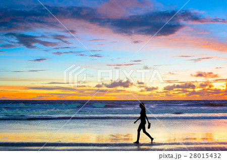 Walking  at sunset. Bali island 28015432