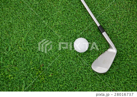 iron golf club and ball on a green grass iron golf club and ball on a green grass 28016737
