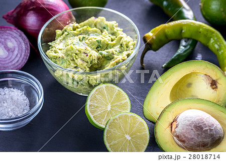 Guacamole with ingredients 28018714