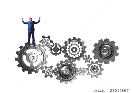 Businessnman in teamwork concept with cogwheels 28019367