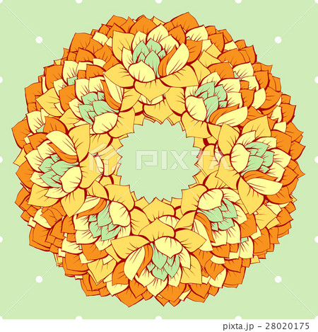 Floral yellow hand drawn vector wreath 28020175