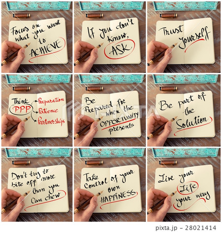 collage of handwritten business messages 28021414