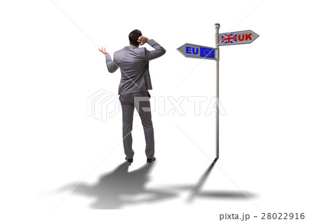 Businessman in Brexit concept - UK leaving EU Businessman in Brexit concept - UK leaving EU 28022916