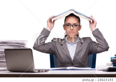 Young businesswoman in office isolated on white 28023143