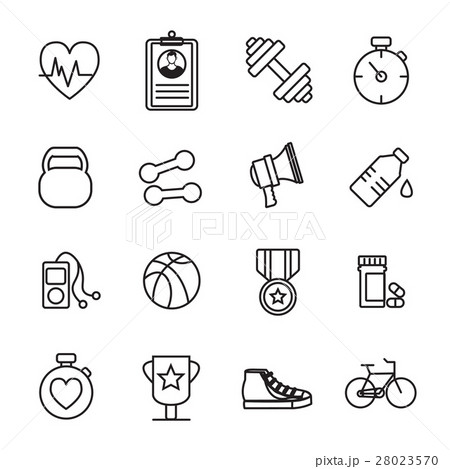 Vector icon set of fitness equipment Vector icon set of fitness equipment 28023570