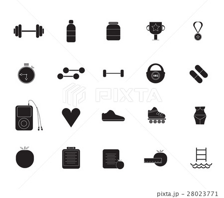 Vector icon set of fitness equipment Vector icon set of fitness equipment 28023771