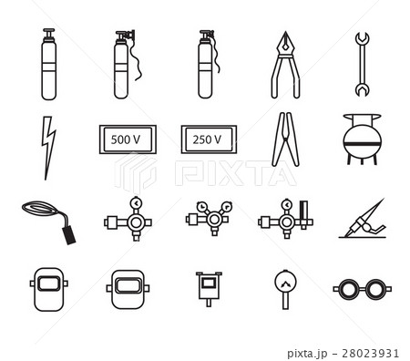 Vector icon set of welder equipment 28023931