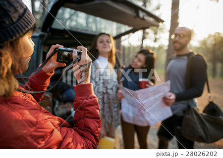 Friends Taking Photos Trip Concept Friends Taking Photos Trip Concept 28026202