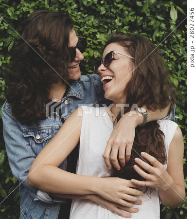 Lesbian Couple Together Outdoors Concept Lesbian Couple Together Outdoors Concept 28027456