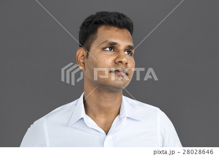 Indian Man Casual Standing Thinking Portrait Concept 28028646