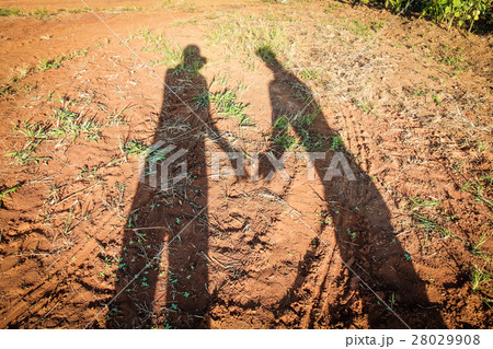 Shadow of man and woman holding hands together 28029908