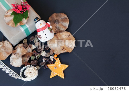 Christmas decoration on black background Christmas decoration on black background 28032478