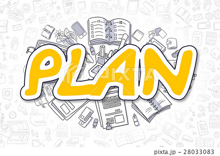 Plan - Doodle Yellow Word. Business Concept. 28033083