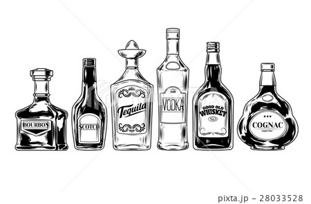 Set Of Bottles For Alcoholのイラスト素材