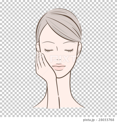 Woman with female right hand on face Woman with female right hand on face 28033768