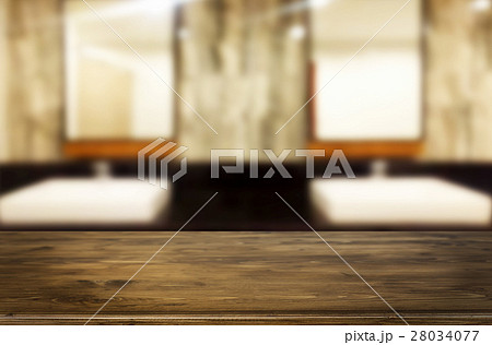 Selected focus empty brown wooden table for product display mont 28034077