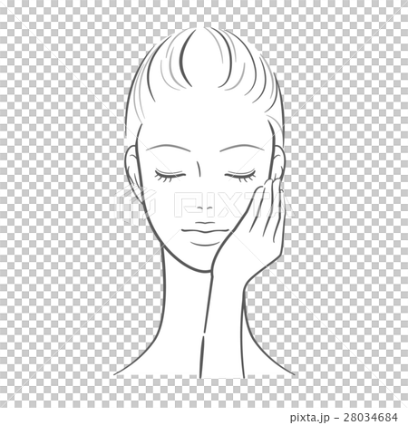 女性_左手を顔に当てた女性 28034684