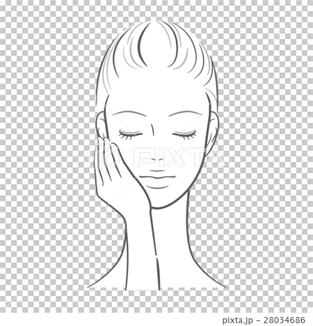 Woman _ A woman with her right hand on her face Woman _ A woman with her right hand on her face 28034686