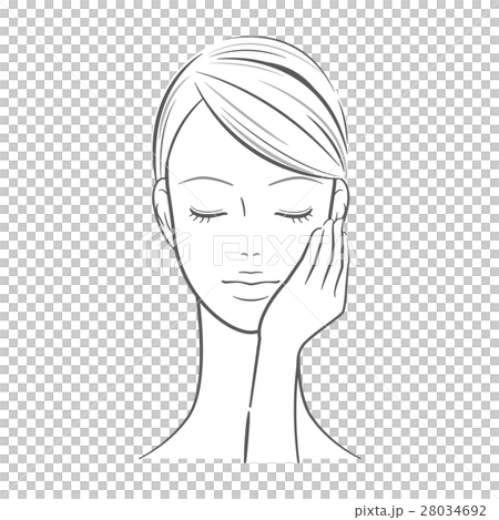 女性_左手を顔に当てた女性 28034692