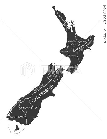 New Zealand Map labelled black New Zealand Map labelled black 28037764