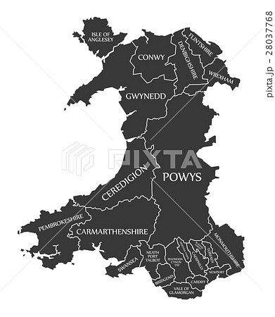 Wales Map labelled black 28037768