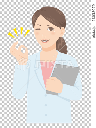 White woman female doctor pharmacist Okayo sign White woman female doctor pharmacist Okayo sign 28038079