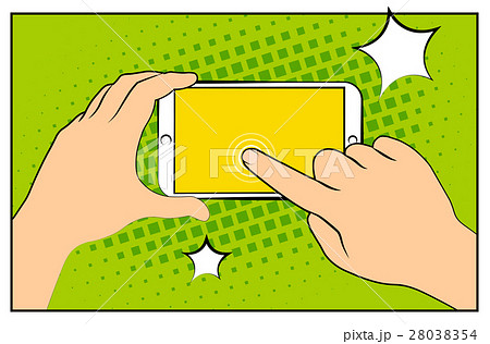Comic phone with halftone shadows. Comic phone with halftone shadows. 28038354